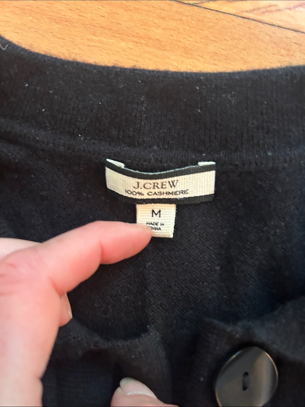 J. Crew Black Cashmere Polo Button Knit Sweater - Picture 2 of 6